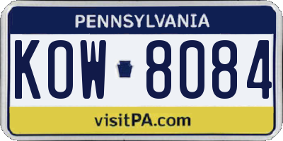 PA license plate KOW8084