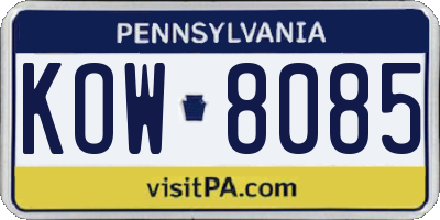 PA license plate KOW8085