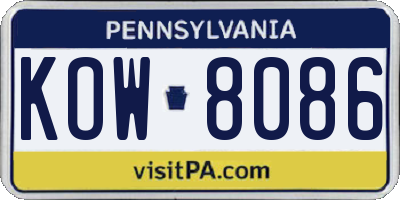 PA license plate KOW8086