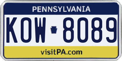 PA license plate KOW8089