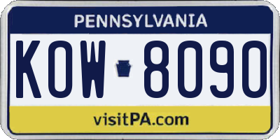 PA license plate KOW8090