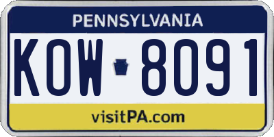 PA license plate KOW8091