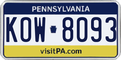 PA license plate KOW8093