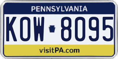 PA license plate KOW8095