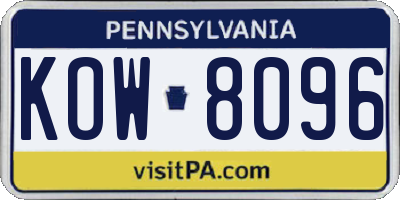 PA license plate KOW8096