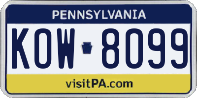 PA license plate KOW8099