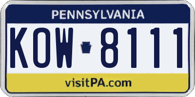 PA license plate KOW8111