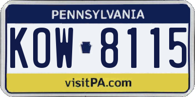 PA license plate KOW8115
