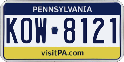 PA license plate KOW8121