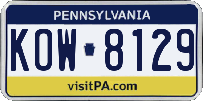 PA license plate KOW8129