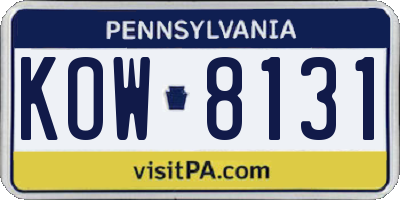 PA license plate KOW8131