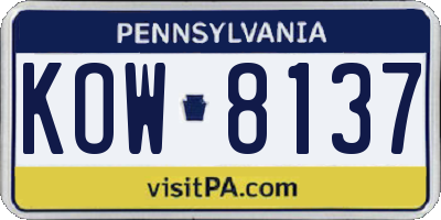 PA license plate KOW8137