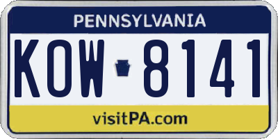 PA license plate KOW8141