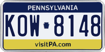 PA license plate KOW8148
