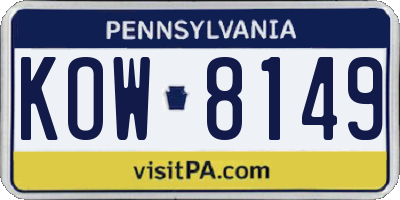PA license plate KOW8149