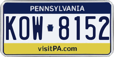 PA license plate KOW8152