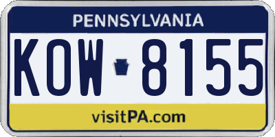 PA license plate KOW8155