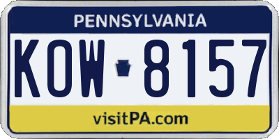 PA license plate KOW8157