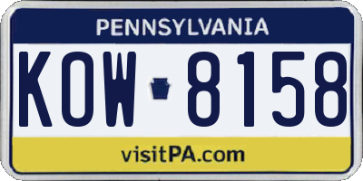 PA license plate KOW8158