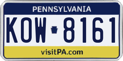 PA license plate KOW8161