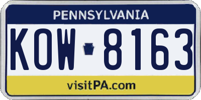 PA license plate KOW8163