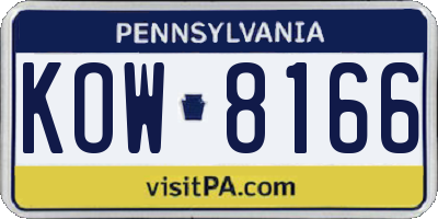 PA license plate KOW8166