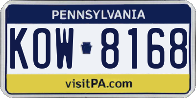 PA license plate KOW8168