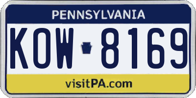 PA license plate KOW8169