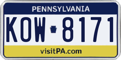 PA license plate KOW8171