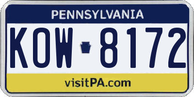 PA license plate KOW8172