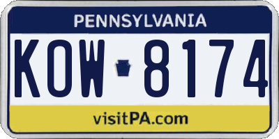 PA license plate KOW8174