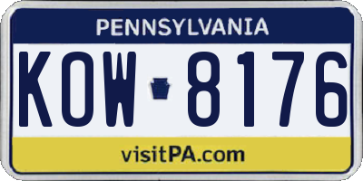 PA license plate KOW8176