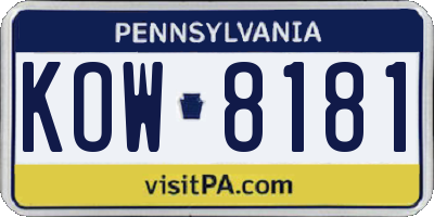 PA license plate KOW8181