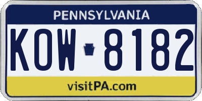 PA license plate KOW8182