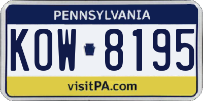 PA license plate KOW8195