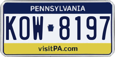 PA license plate KOW8197