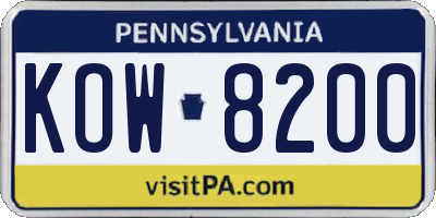 PA license plate KOW8200