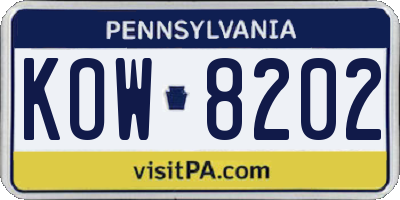 PA license plate KOW8202