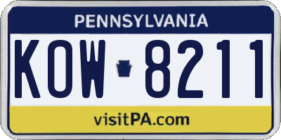 PA license plate KOW8211