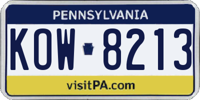 PA license plate KOW8213