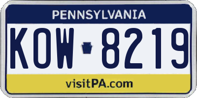 PA license plate KOW8219
