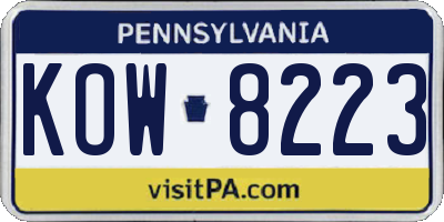 PA license plate KOW8223