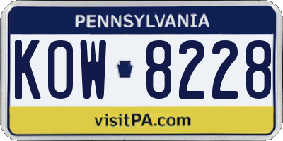 PA license plate KOW8228