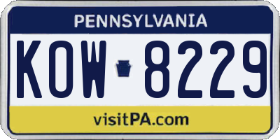 PA license plate KOW8229