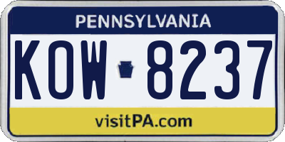 PA license plate KOW8237
