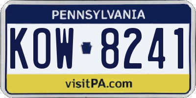 PA license plate KOW8241