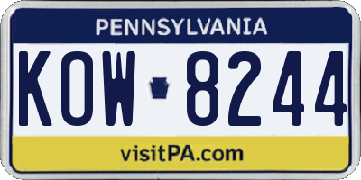 PA license plate KOW8244