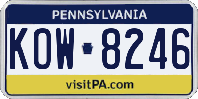 PA license plate KOW8246