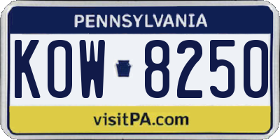PA license plate KOW8250
