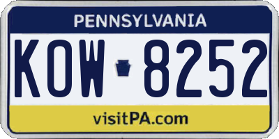 PA license plate KOW8252